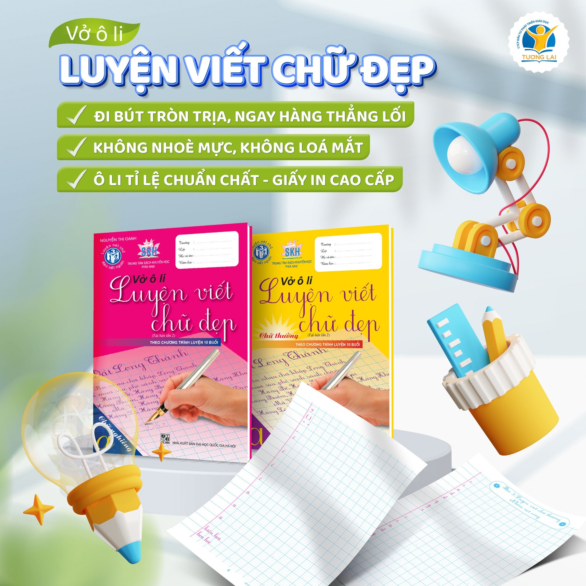 Vở luyện viết chữ sạch đẹp giúp học sinh tiểu học viết chữ đẹp